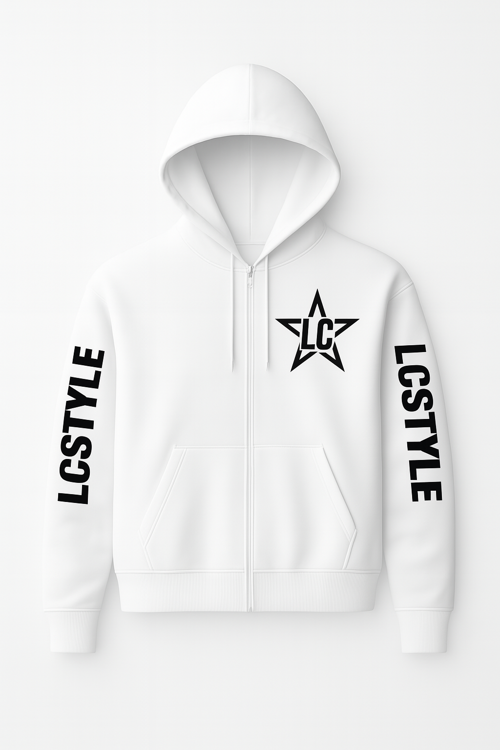 White LC. Style Hoodie - Zipped